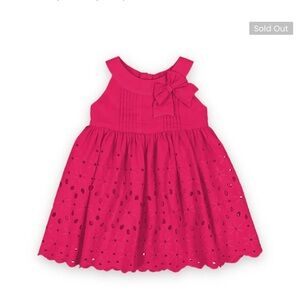 Mayoral Fuschia pink swiss dot eyelet dress 24M NWT